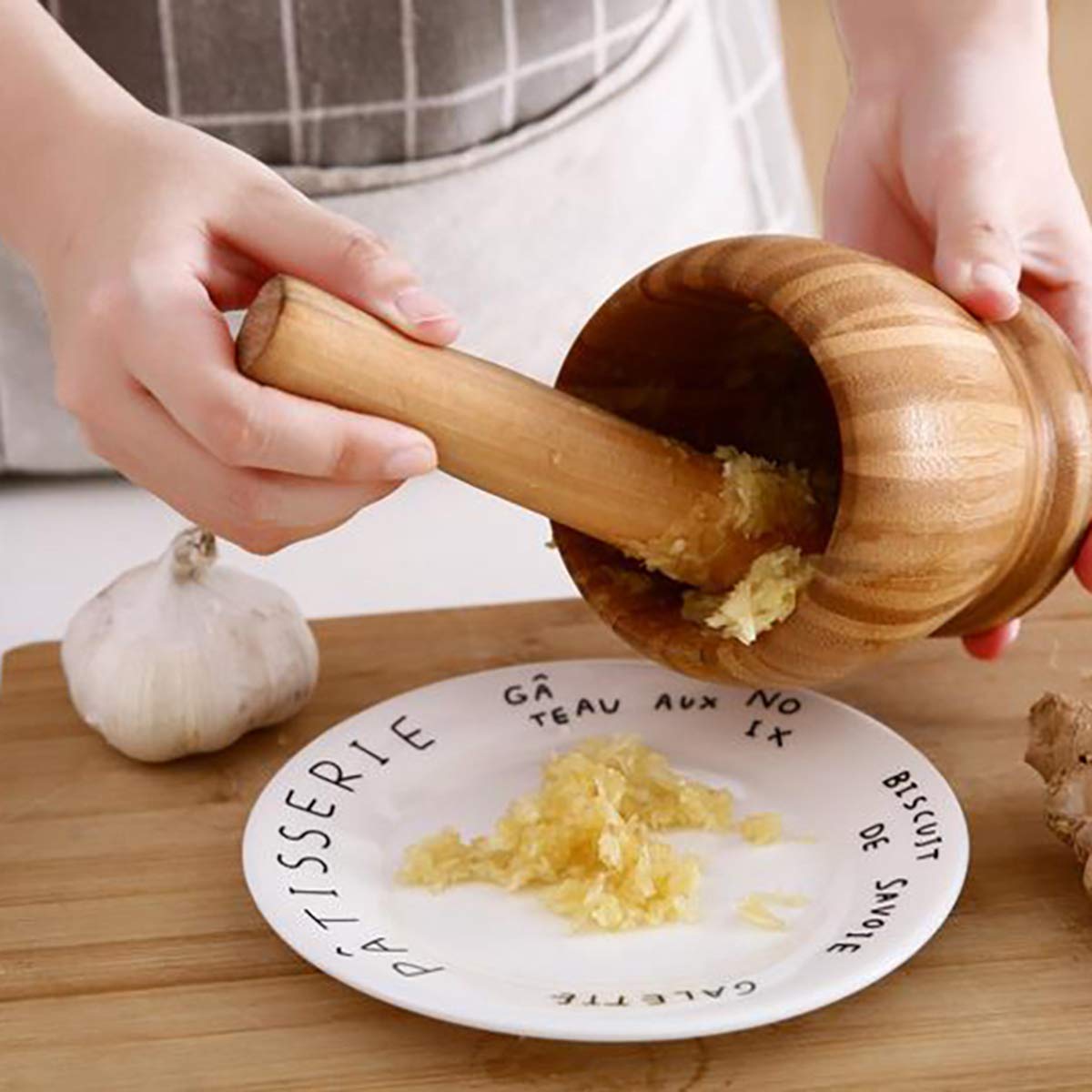 Wooden Mortar & Pestles. Pepper Grinder Crush Pot Kitchen Accessory For Home Cooking Tool