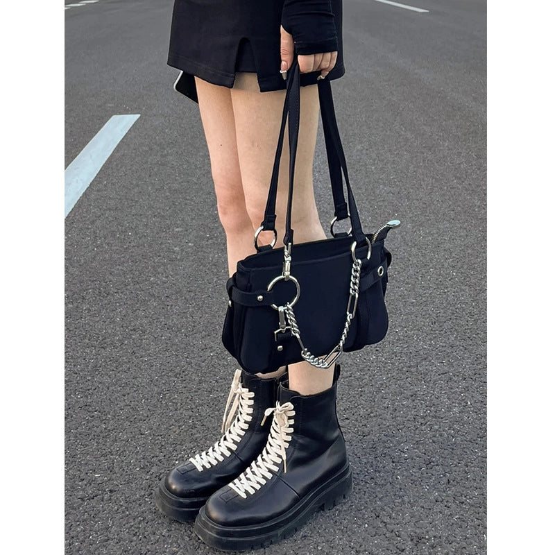 Women's Small All Seasons Pu Leather Solid Color Fashion Square Zipper Shoulder Bag