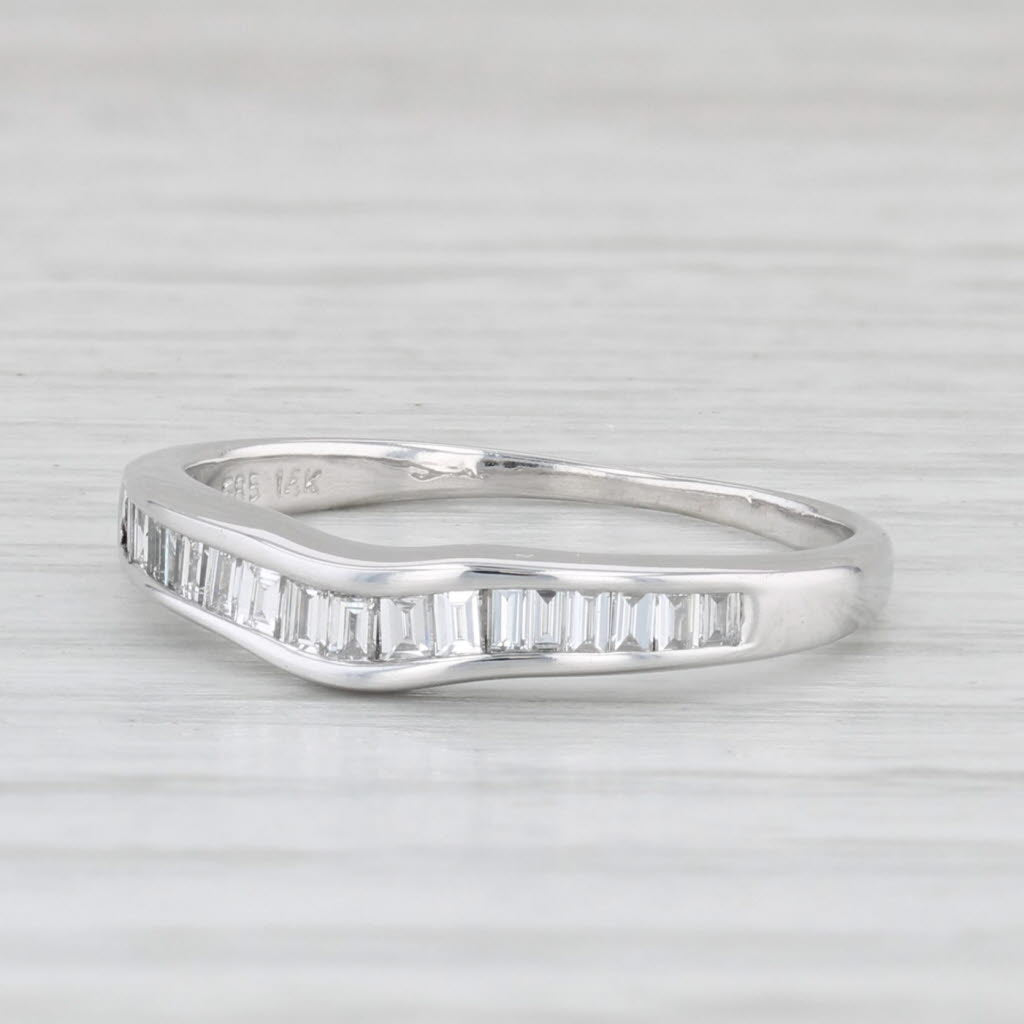 0.25ctw Diamond Contoured Wedding Ring 14k White Gold Size 5.75 Stackable
