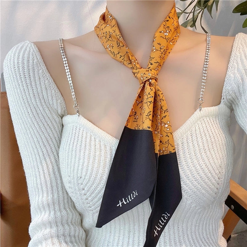 Women's Elegant Geometric Cloth Printing Silk Scarf