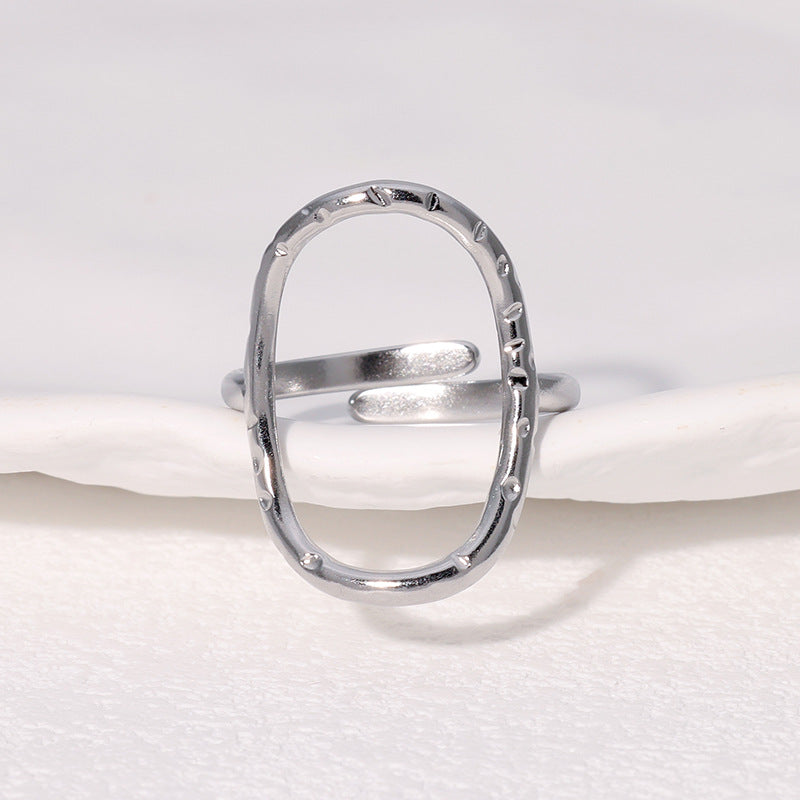 Simple Ins Simple Cold Style Open Ring Geometric Oval Personality Stainless Steel Ring Female