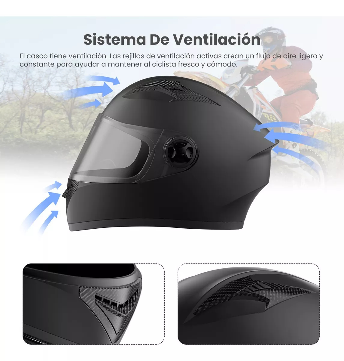 Casco Abatibles Motos Motocicleta Anti Niebla Espejo Doble