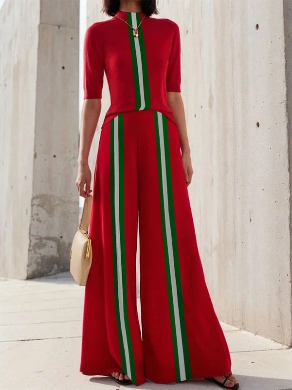 High Waisted Loose Contrast Color Pants Trousers