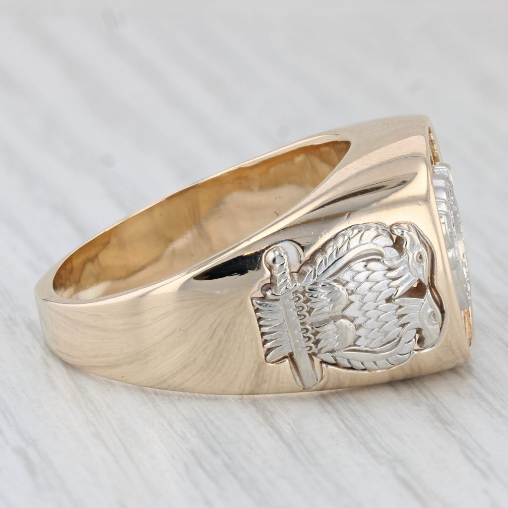 0.23ctw Diamond Shriners Signet Ring 14k Gold Masonic Scottish Rite Blue Lodge