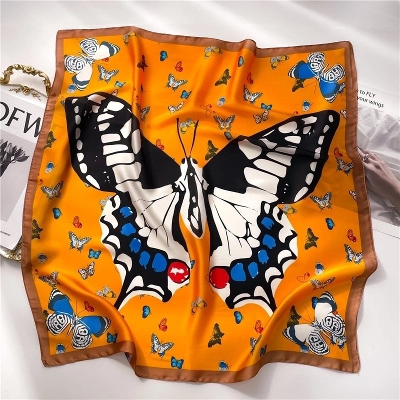 Women's Elegant Minimalist Color Block Polyester Printing Silk Scarf