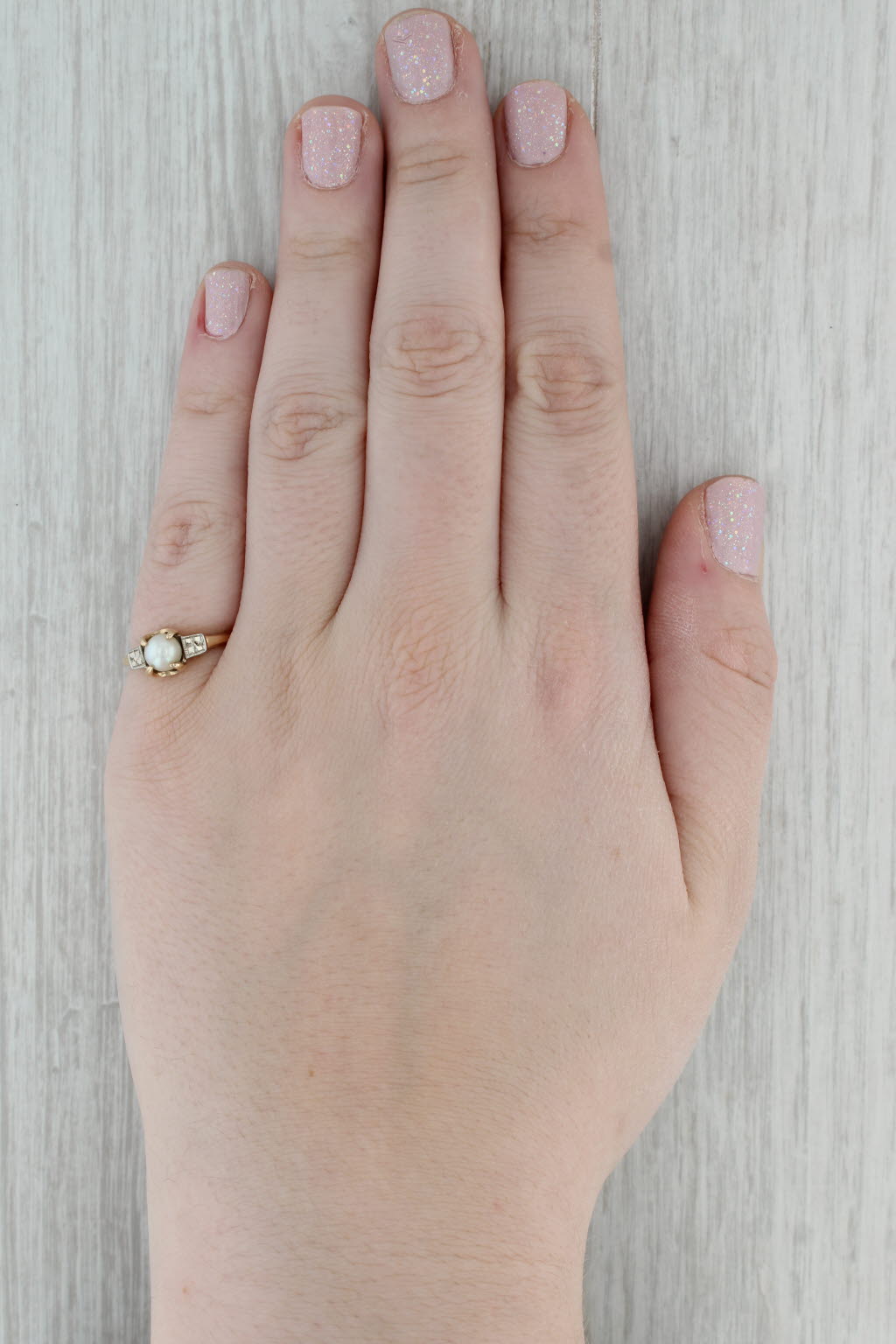 Vintage Cultured Pearl Solitaire Ring 10k Yellow Gold Size 6