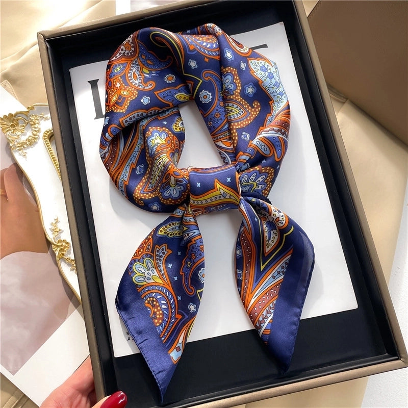 Women's Elegant Minimalist Color Block Polyester Printing Silk Scarf