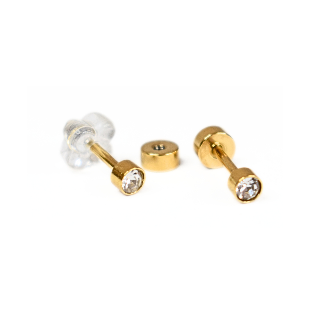 3mm Framed diamond studs - Gold