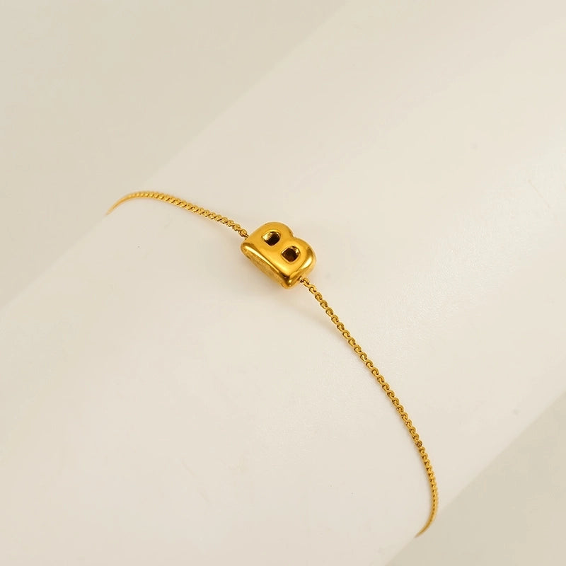Casual Minimalist Letter 304 Stainless Steel 18K Gold Plated Bracelets In Bulk