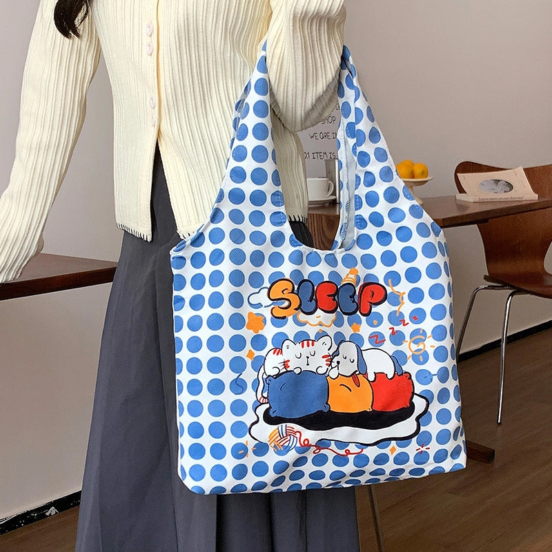 Women's Large Polyester Animal Letter Elegant Cute Streetwear Square Magnetic Buckle Tote Bag