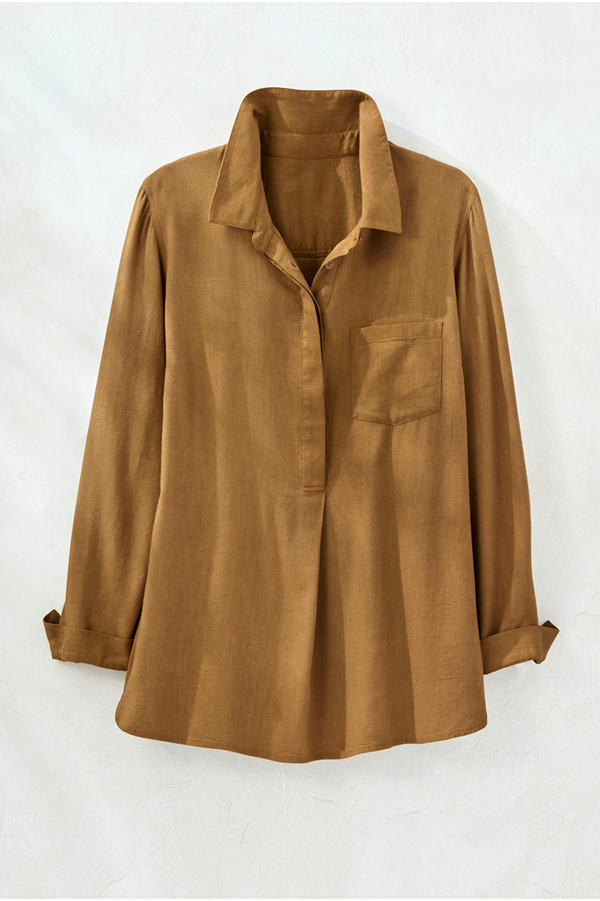 Heathered Solid Popover Top