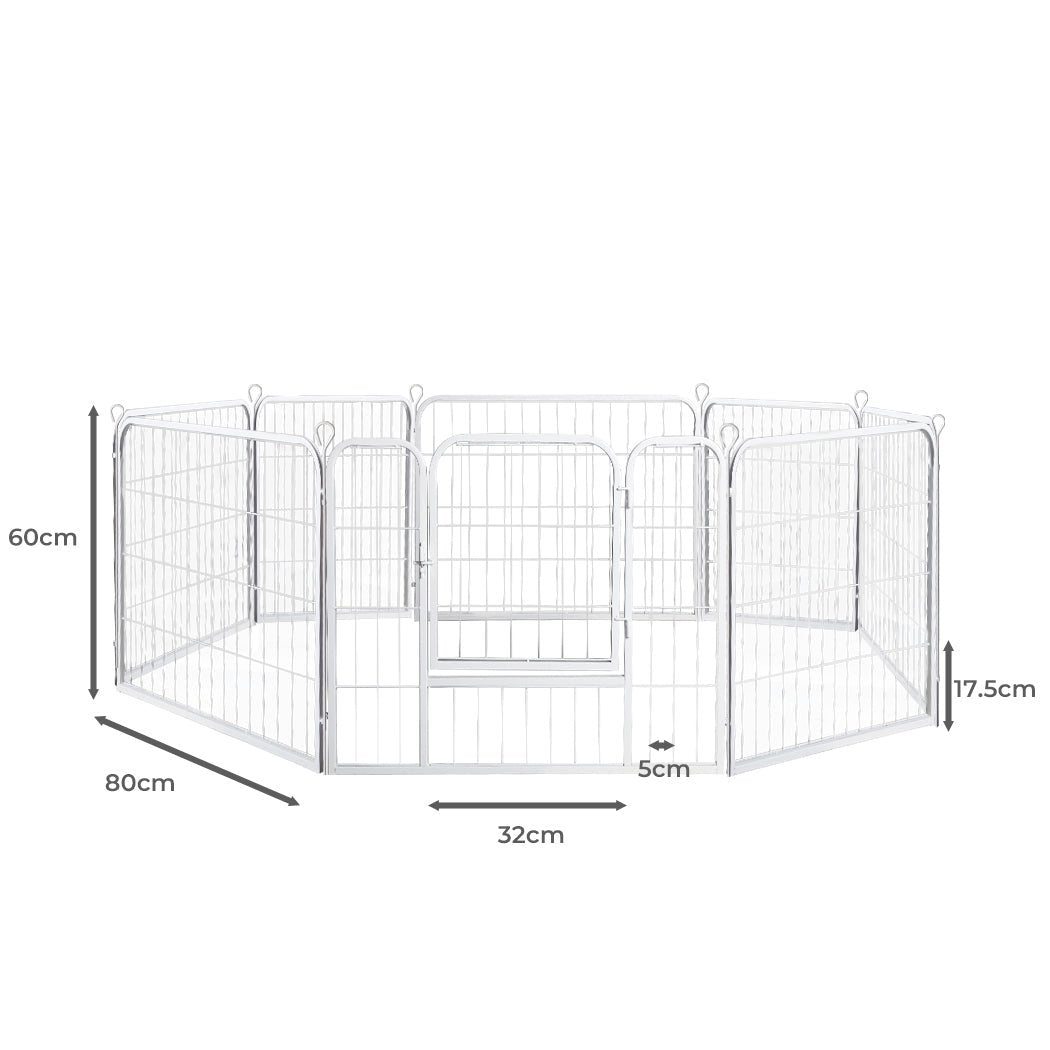 8 Panel 24'' Puppy Exercise Playpen Enclosure - White