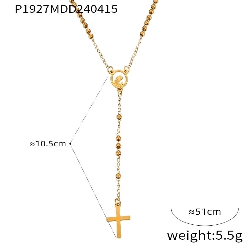 304 Stainless Steel 18K Gold Plated Casual Retro Minimalist Plating Cross Round Heart Shape Long Necklace