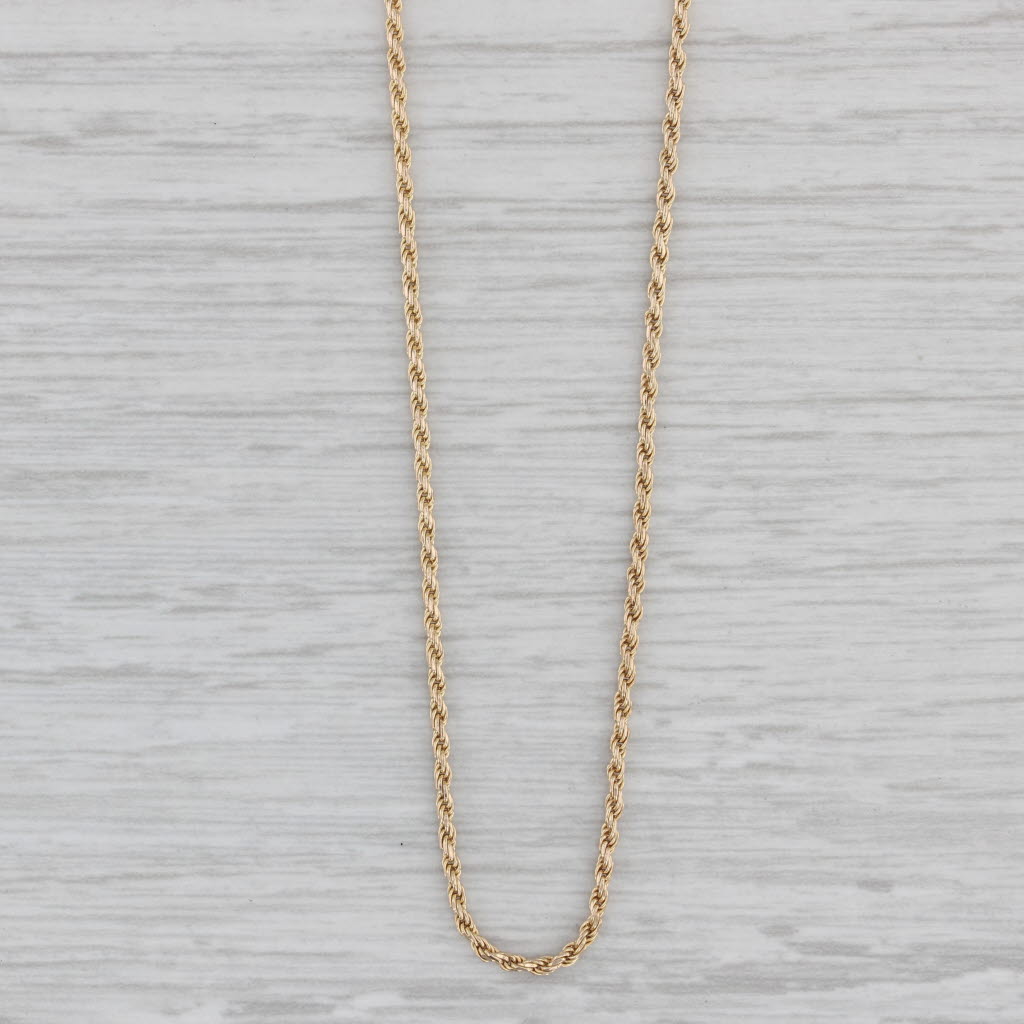 24 1.4mm Rope Chain Necklace 14k Yellow Gold Lobster Clasp