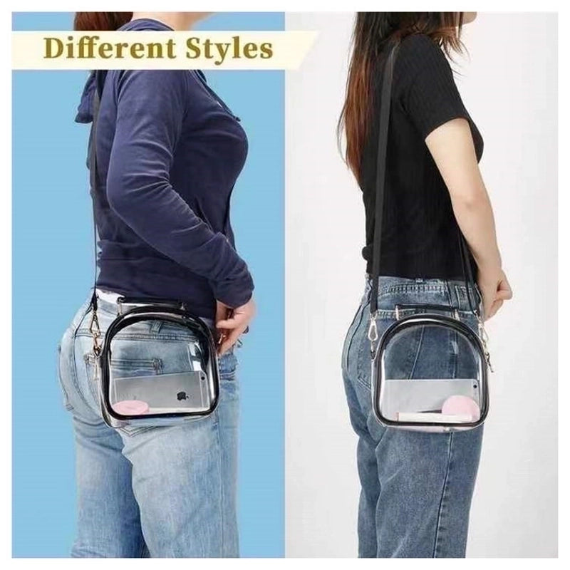 Unisex Small Pvc Solid Color Streetwear Transparent Zipper Crossbody Bag