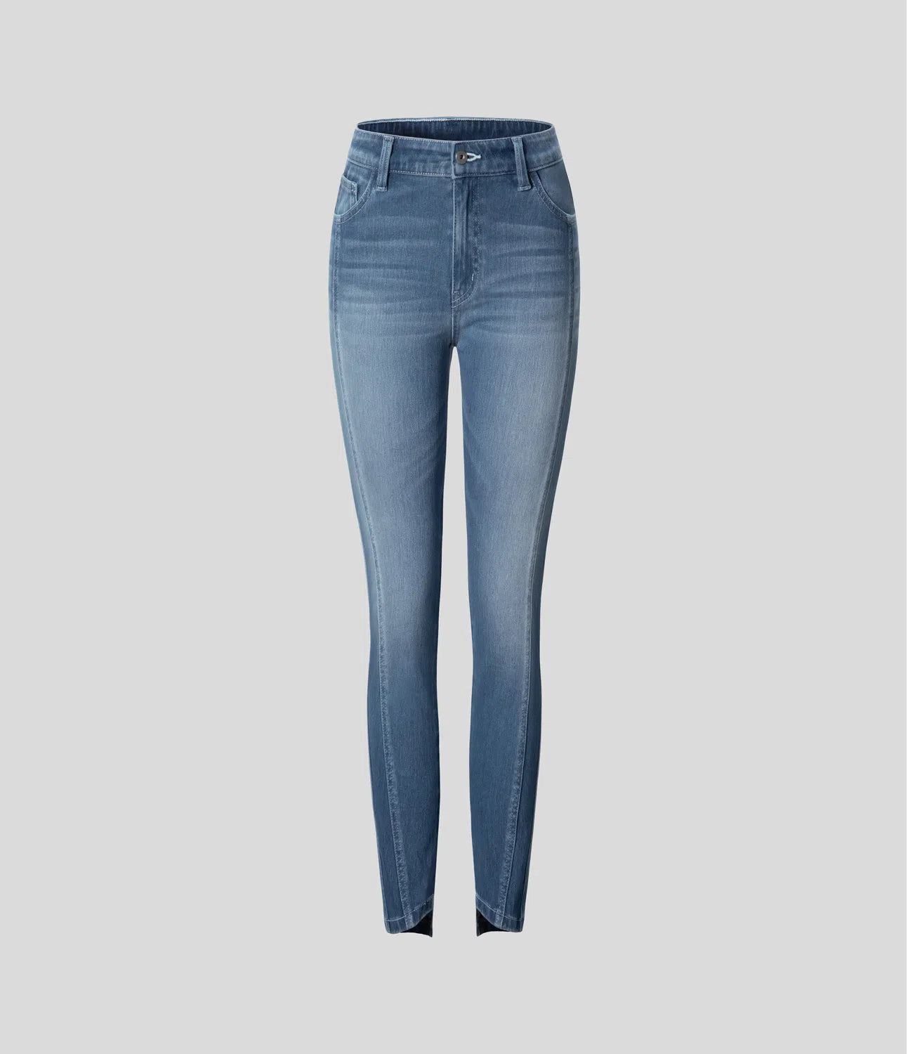 Mid Rise Button Zipper Multiple Pockets Stretchy Knit Casual Skinny Jeans