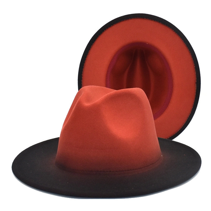 Color Matching New Gradient Jazz Hat Women's Fashion Woolen Hat Hat Men's Outdoor Sun Hat