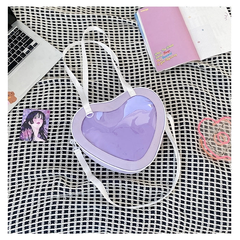 Women's Medium Oxford Cloth Color Block Classic Style Heart-shaped Zipper Shoulder Bag