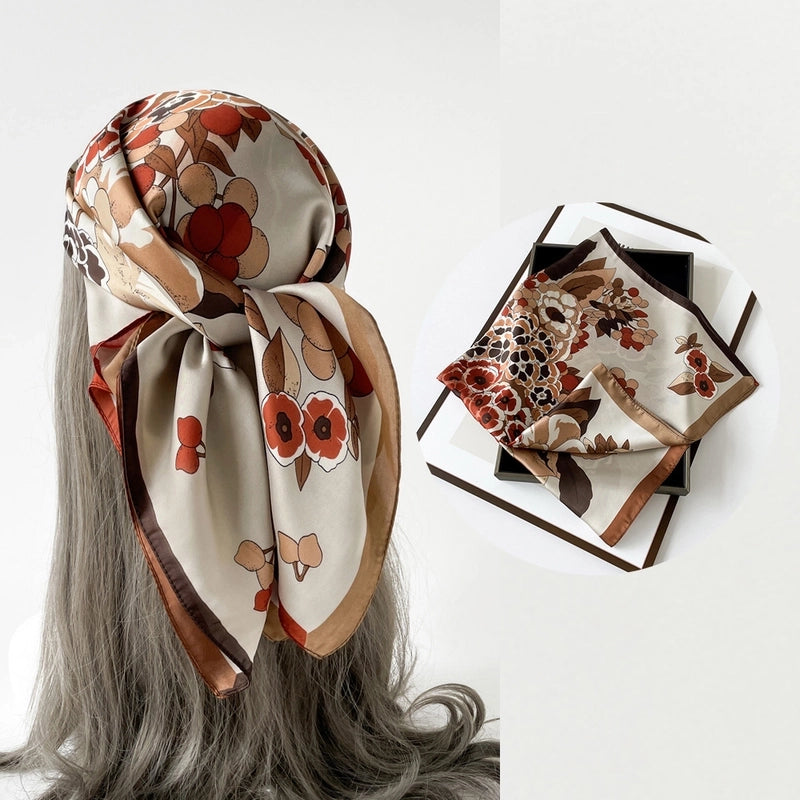 Women's Casual Flower Satin Printing Bandanas