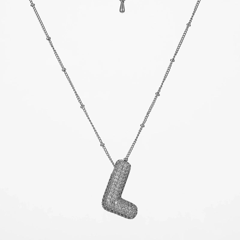 Copper Gold Plated Silver Plated IG Style Minimalist Plating Inlay Letter Zircon Pendant Necklace