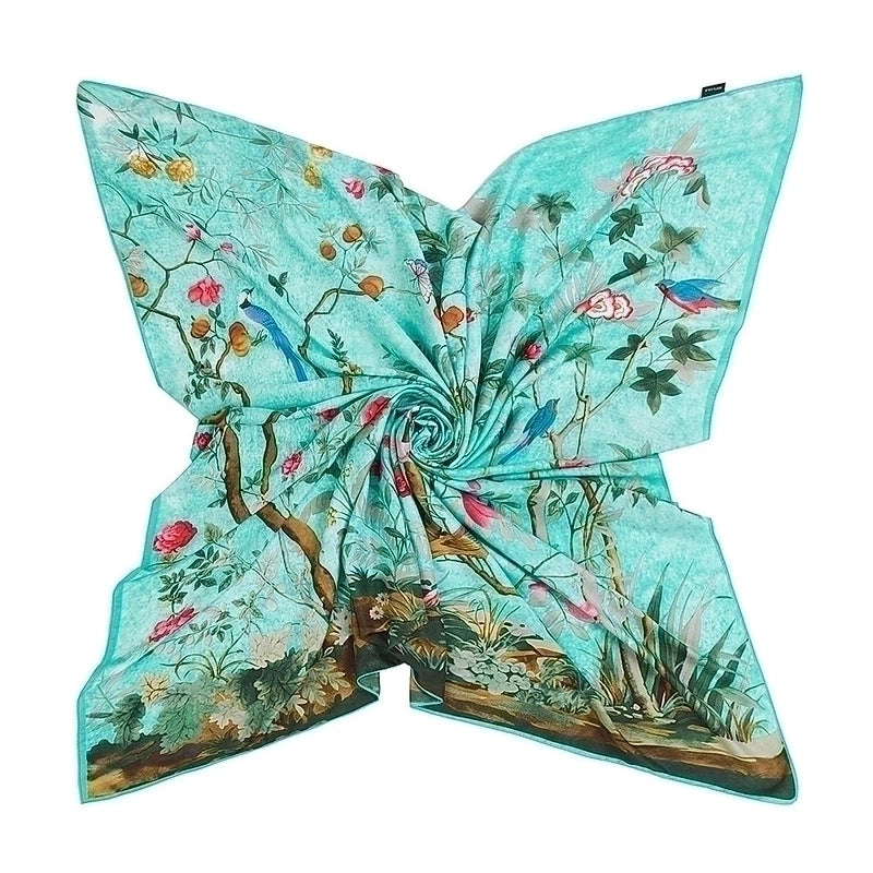 130cm Flower Carriage Twill Large Square Scarf Scarf Sunscreen Shawl
