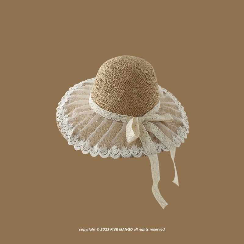 Women's Vacation Minimalist Letter Solid Color Big Eaves Straw Hat