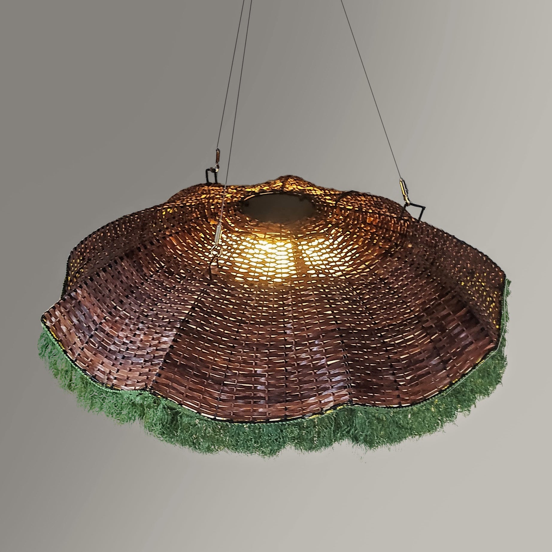 Aster Lamp: Designer Bamboo Chandelier | Large Japandi Cane Lamp | Handmade Cafe Lighting [61cm/24in. 91cm/36in. 122cm/48in Dia]