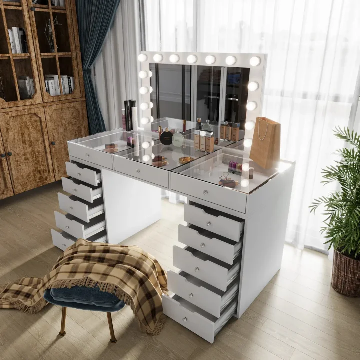 🔥Limited Sale🔥 Vanity Table with Hollywood Mirror