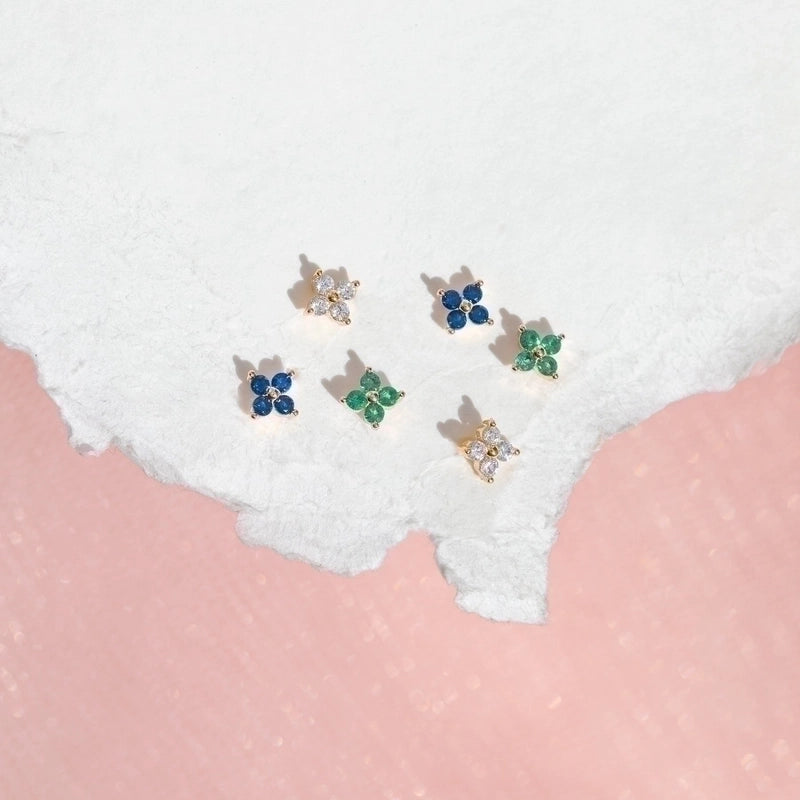 Ear Cartilage Rings & Studs Flower Brass Gem