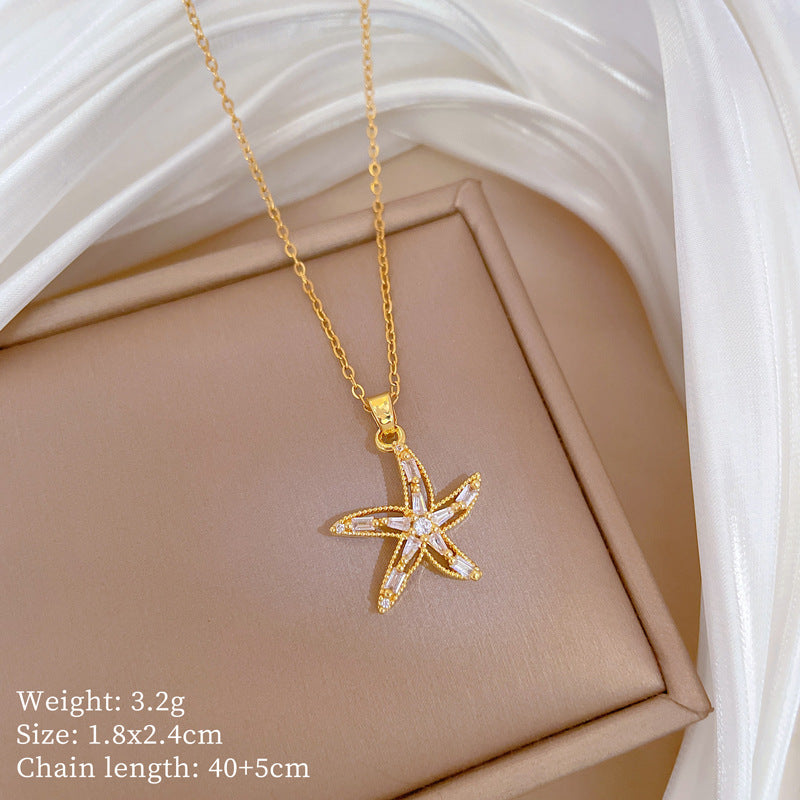 Copper Micro-Inlaid Necklace For Women Copper Micro-Inlaid Real Gold Electroplating Simple Ins Exquisite Clavicle Chain Neck Chain