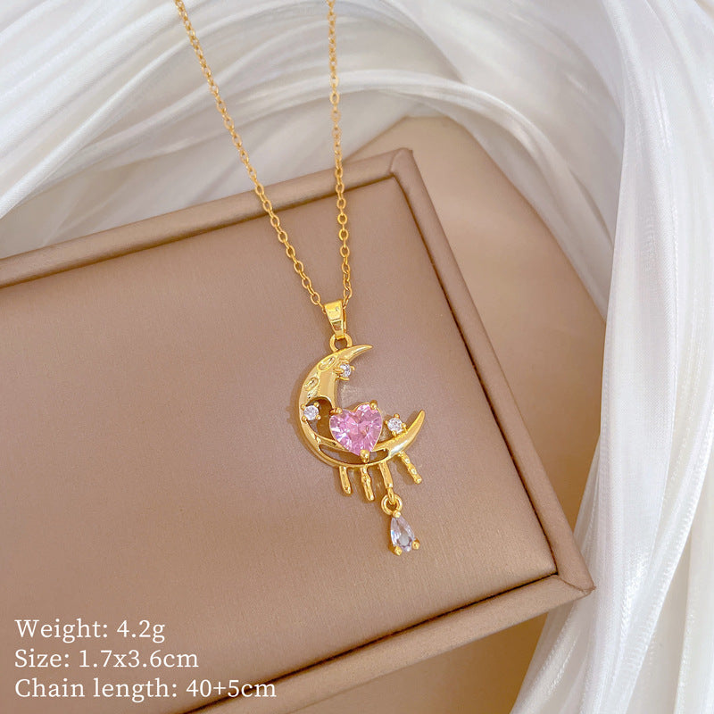 Copper Micro-Inlaid Necklace For Women Copper Micro-Inlaid Real Gold Electroplating Simple Ins Exquisite Clavicle Chain Neck Chain