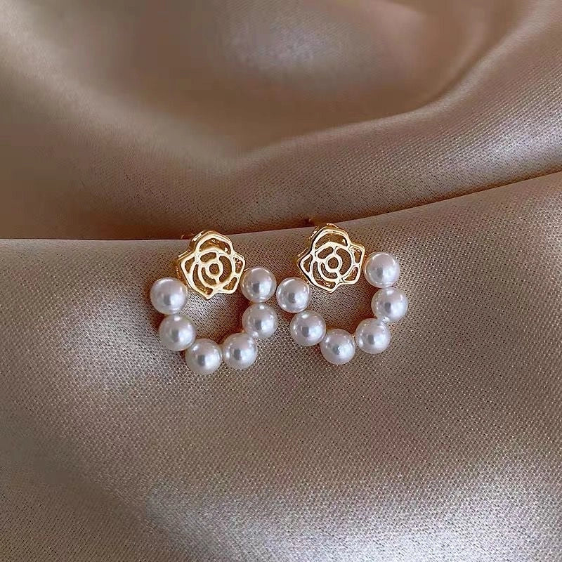 1 Pair Minimalist Round Inlay Alloy Zircon Ear Studs