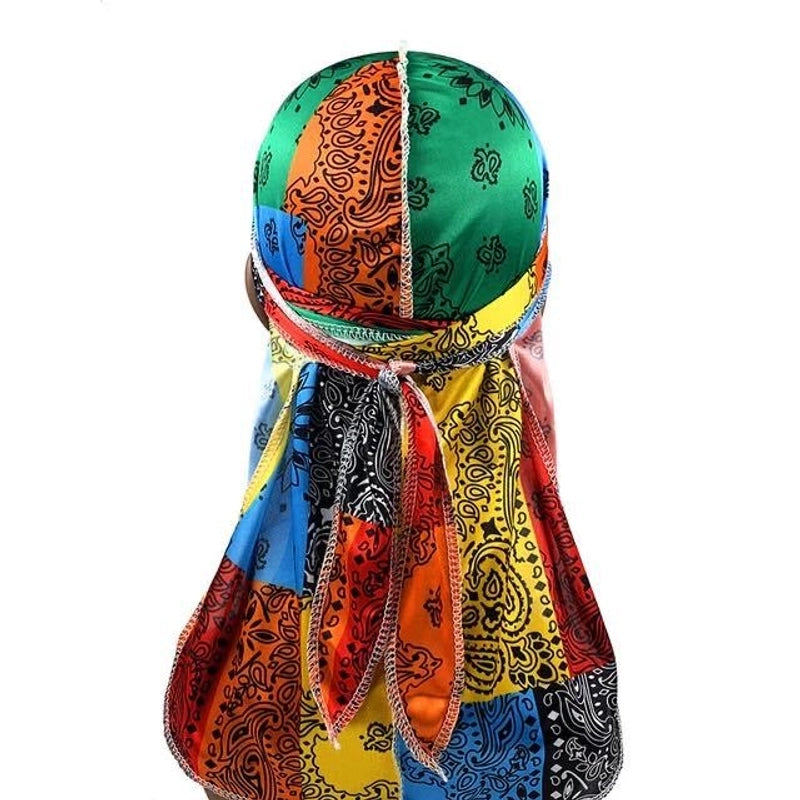 Explosions Amoeba Imitation Silk Long Tail Pirate Hat Baotou Hat Hip Hop Cloak Hat DURAG