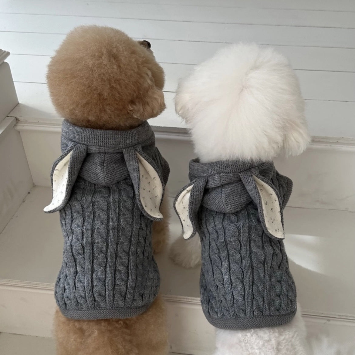 Warm Knitted Rabbit Ear Shaped Dog Cat Sweater