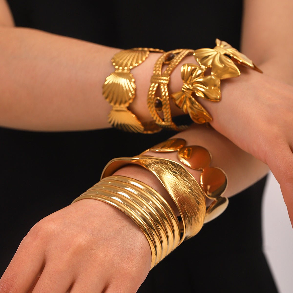 Ins Style Stainless Steel Bracelet 18K Gold-Plated Open Bracelet Titanium Steel Bracelet Female Jewelry