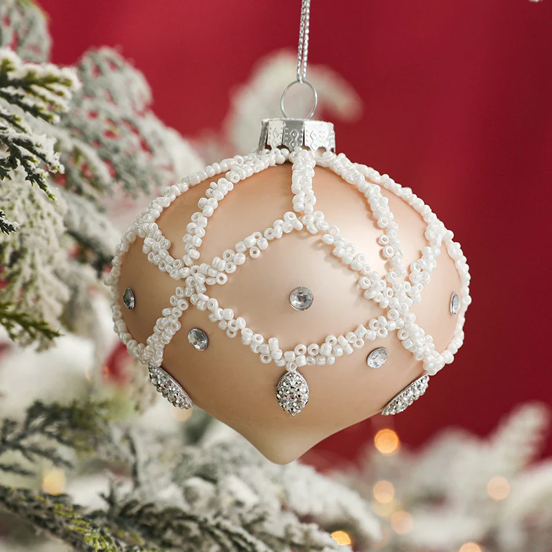 High quality champagne christmas tree ornaments glass balls