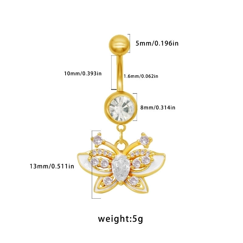 1 Piece Belly Rings Sexy Classic Style Star Heart Shape Butterfly 316L Stainless Steel  Alloy Inlay Resin Rhinestones Glass Gold Plated
