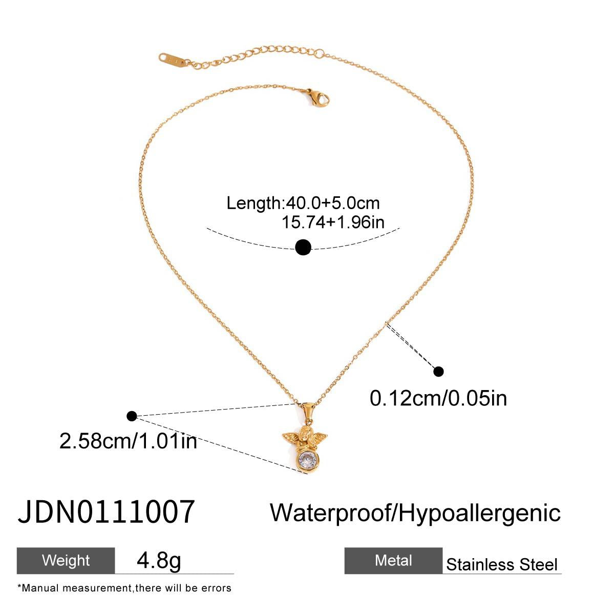 Stainless Steel Angel Zircon Necklace Accessories Clavicle Chain Titanium Steel Necklace