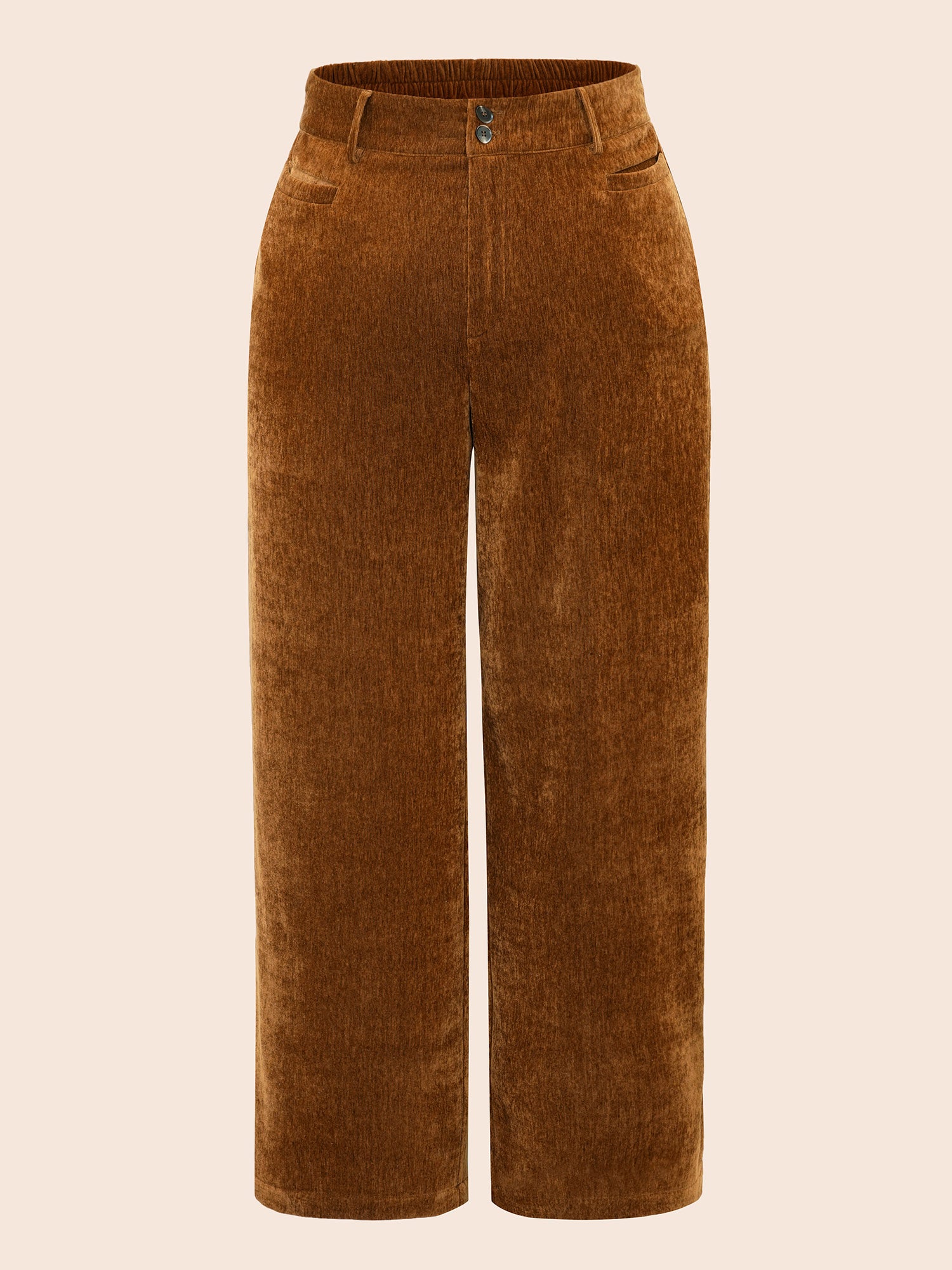 Mid Rise Button Up Straight Leg Pants