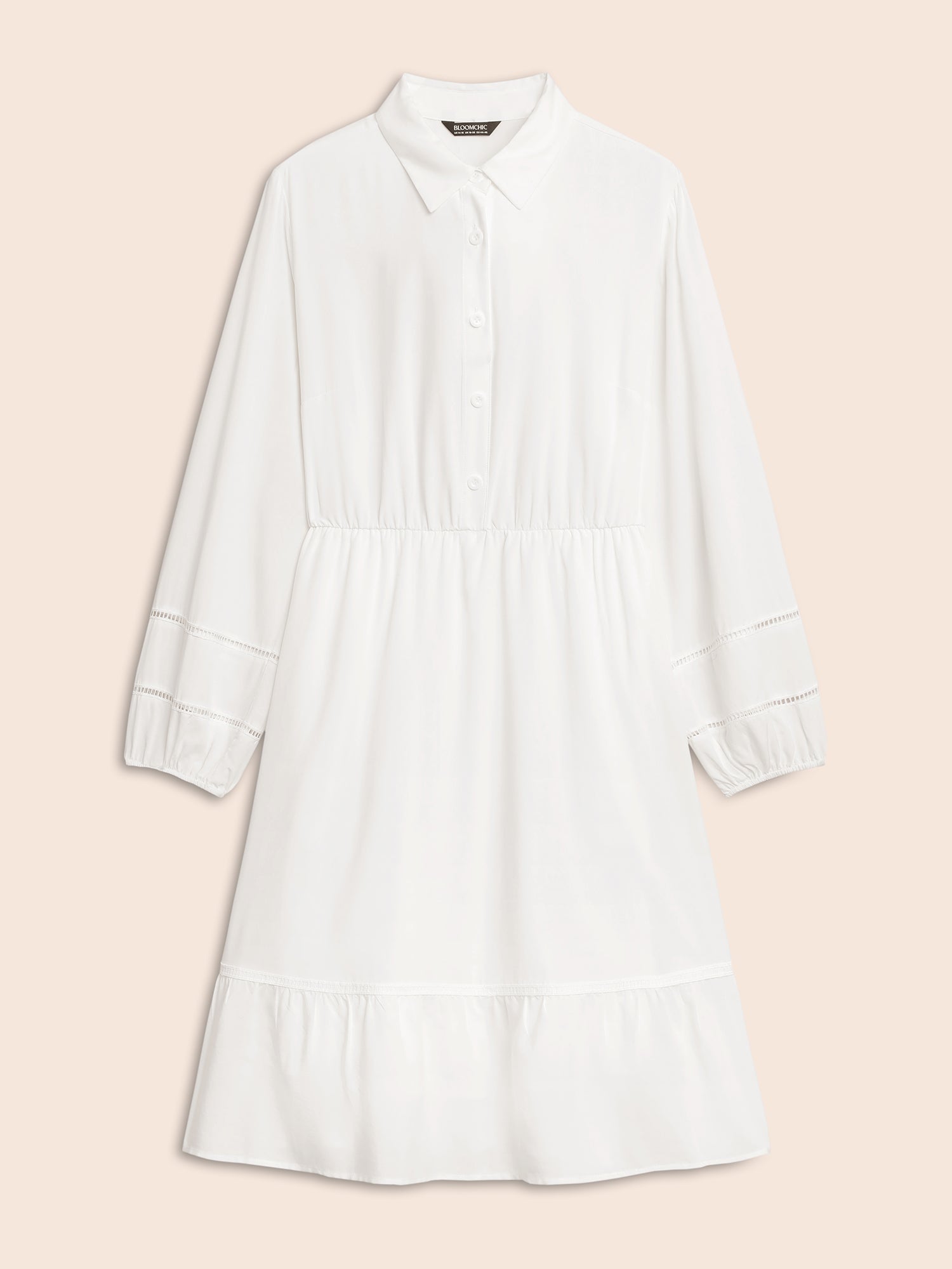 Shirt Collar Button Detail Woven Ribbon Dress