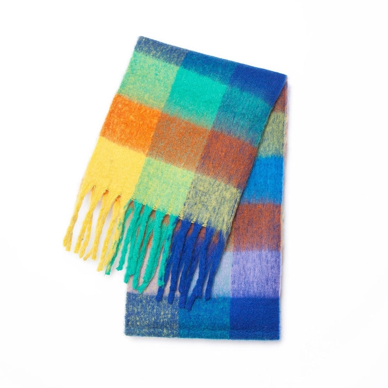 Women's Casual Minimalist Lattice Polyester Tassel Scarf