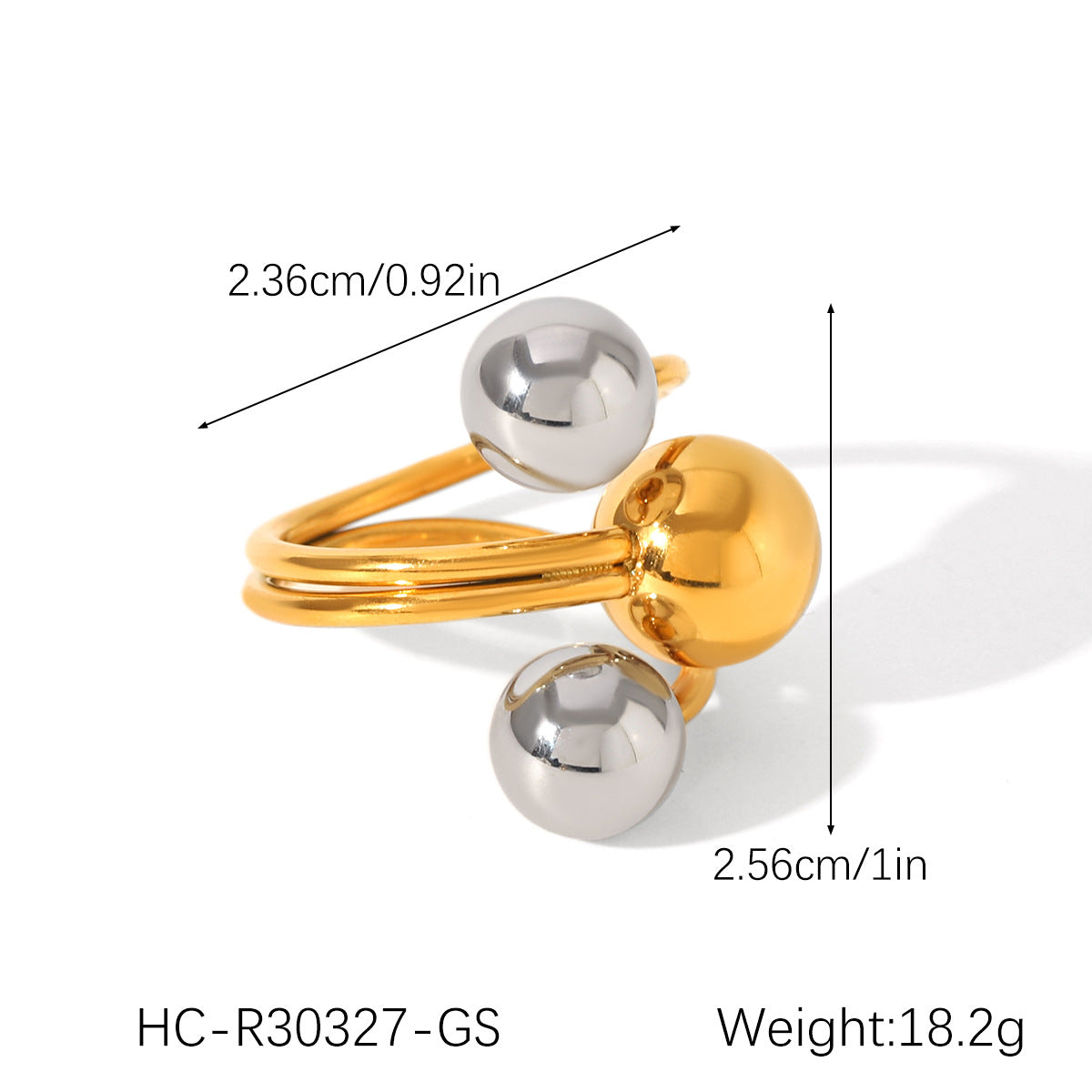 Ins Style Exaggerated Stainless Steel 18K Gold-Plated Ring Female Titanium Steel Ring Hand Jewelry