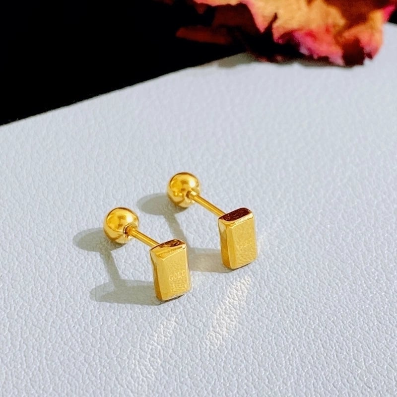 1 Pair Minimalist Heart Shape Plating Titanium Steel Gold Plated Ear Studs
