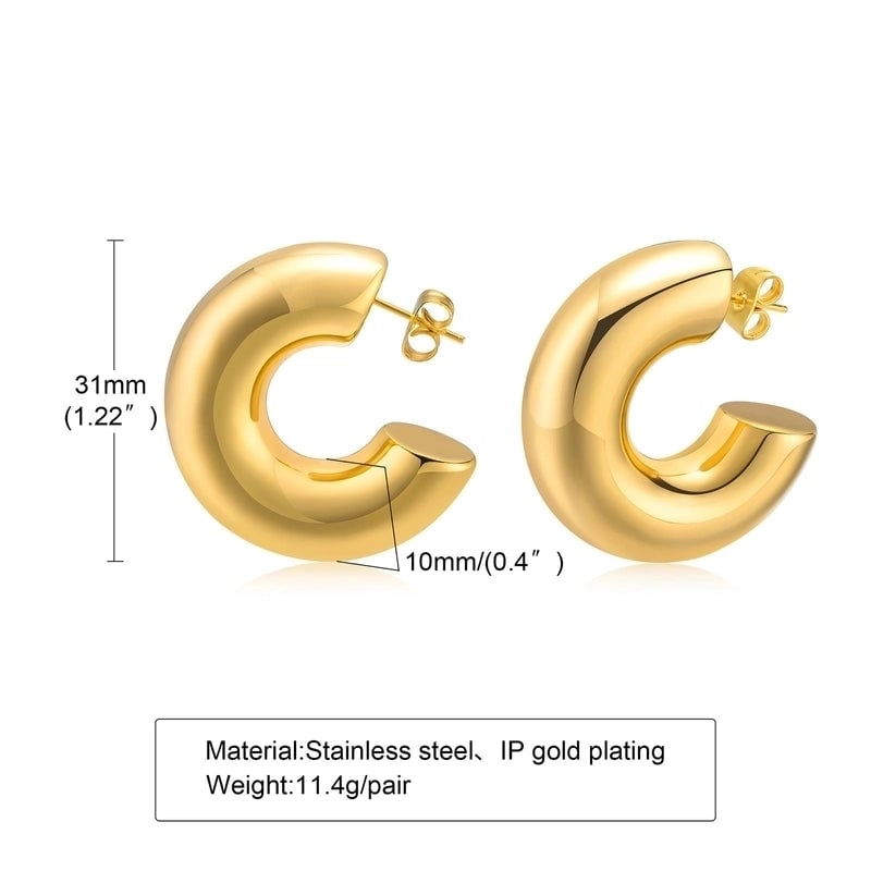 1 Pair Minimalist C Shape Plating Stainless Steel Ear Studs