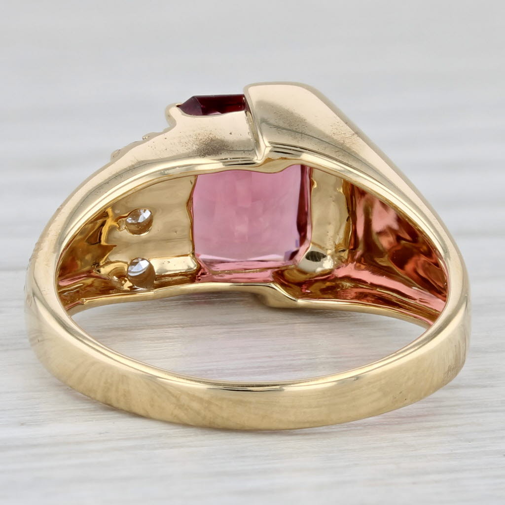 2.48ctw Pink Tourmaline Diamond Ring 18k Yellow Gold Size 8