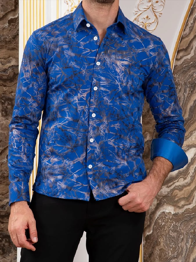 Men's Geometric Design Business Casual Shirt