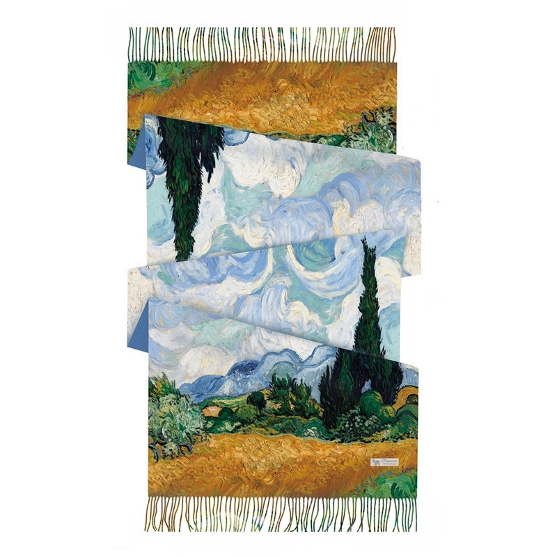 Women's Retro Oil Painting Polyester Silk Scarves