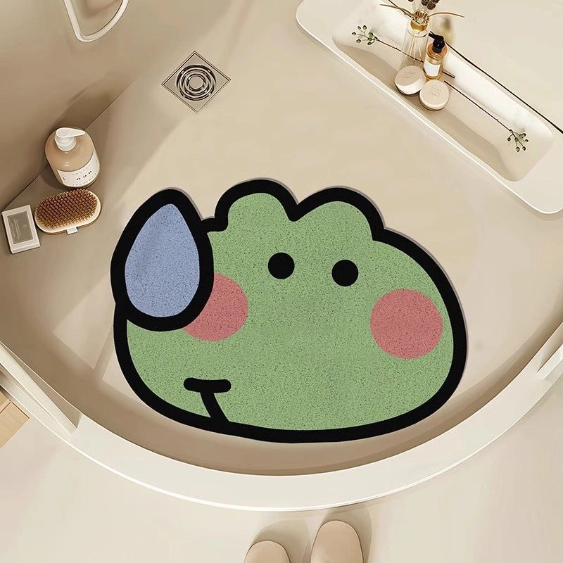 Cartoon Silent Dog Silk Ring Bathroom Mats Shower Room Floor Mat Non-Slip Anti-Fall Foot Mat Bathroom Cutout Mat