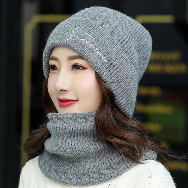 New Hat Women's Hat Warm Fleece-lined Wool Hat Cycling Cold-proof Hat Wind-proof Hat Outdoor Winter Knitted Hat
