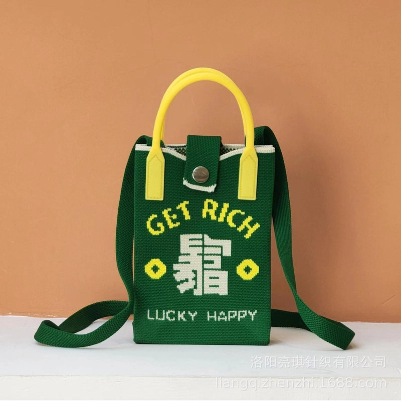 Women's Polyester Cartoon Cute Square Hidden Buckle Shoulder Bag Handbag Crossbody Bag